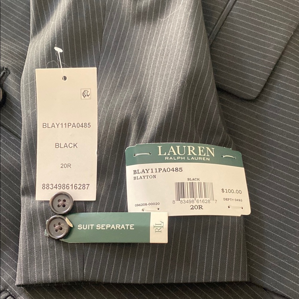 Ralph Lauren Size 20R Black Single-Breasted Suit — NEW WITH TAGS — Never Worn - Picture 6 of 12